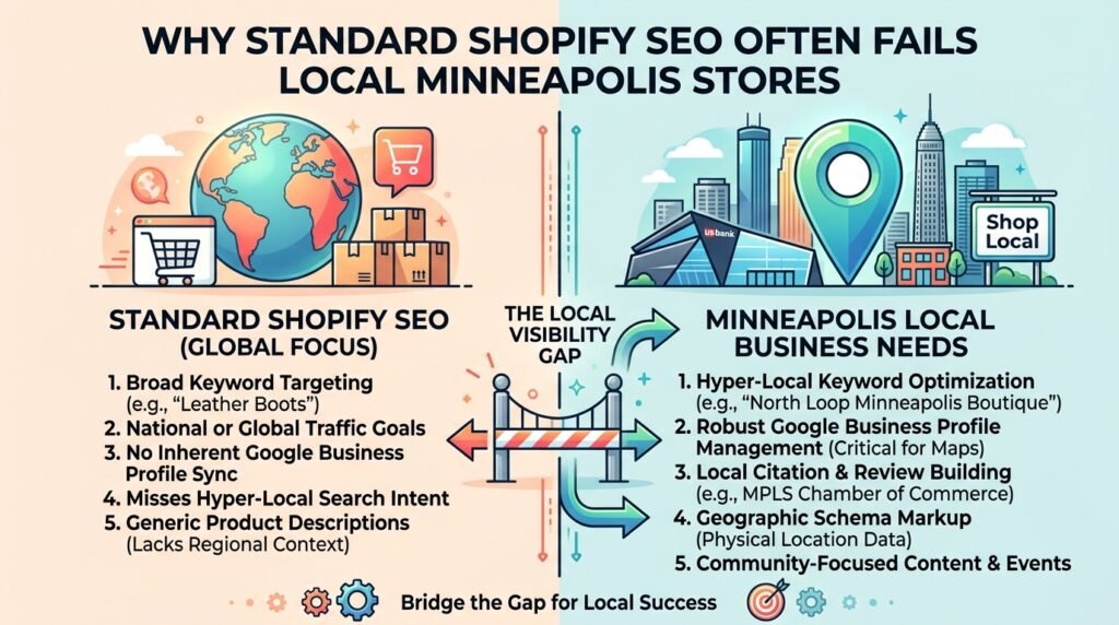 Why Standard Shopify SEO Fails Minneapolis Stores